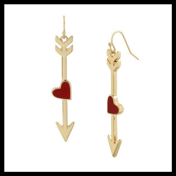 Betsey Johnson Heart Arrow Drop Earrings - Picture 4 of 5